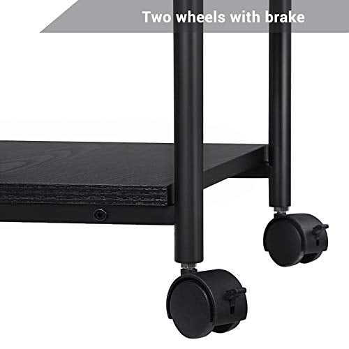 VASAGLE 3-Tier Printer Stand with Locking Wheels, Under Desk Printer Table - color: Ebony Black, size: 3 Tiers/Compact