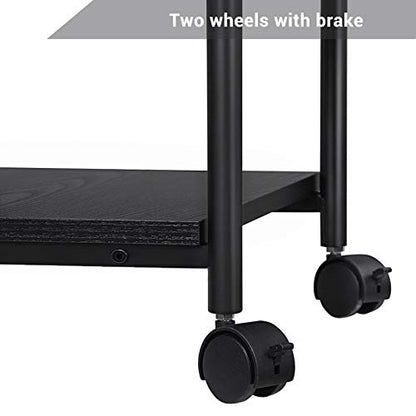 VASAGLE 3-Tier Printer Stand with Locking Wheels, Under Desk Printer Table - color: Ebony Black, size: 3 Tiers/Compact