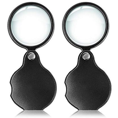 Wapodeai 2pcs 10x Small Pocket Magnify Glass