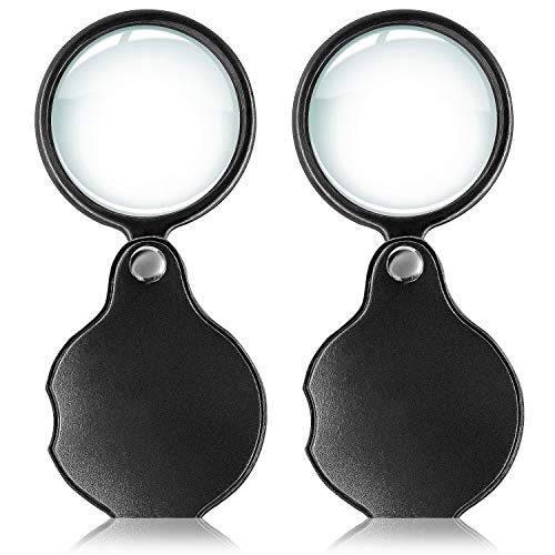 Wapodeai 2pcs 10x Small Pocket Magnify Glass