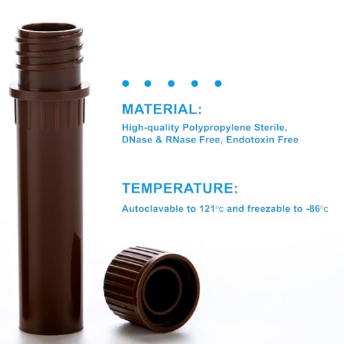 Light-Safe Cryovials 2.0ml, Brown Cryotubes, Bag of 50 - color: Brown, size: 2.0ml