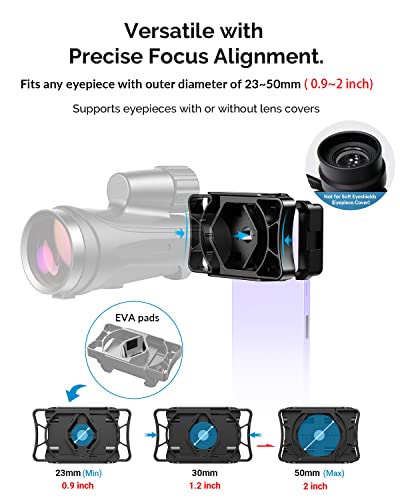 Telescope Phone Adapter, Multipurpose Telescope Smartphone Adapter Mount, Universal Telescope Phone Mount Adapter for Adults-Fits Almost All Optical Equipment and Smartphones on the Market