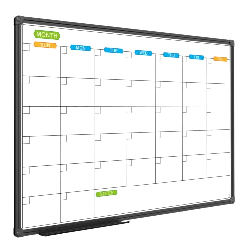 JILoffice Dry Erase Calendar Whiteboard, Magnetic Month Board 36 x 24 Inch - color: Black, size: 36"W x 24"H