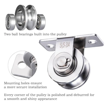 Cable Pulley 30mm Wheel Wall Mount, Bearings Inside, Stainless Steel Rope Pulley for Pulley System, Sliding Gate 1Pack - style: Pulley-30mm