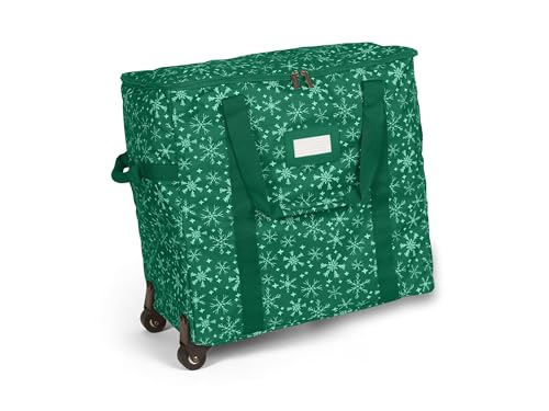 Covermates Rolling Treasurekeeper Storage Bag, 19.25" W x 13" D x 18.5" H - color: Green Snowflake Polyester, size: 19.25W x 13D x 18.5H - With Wheels