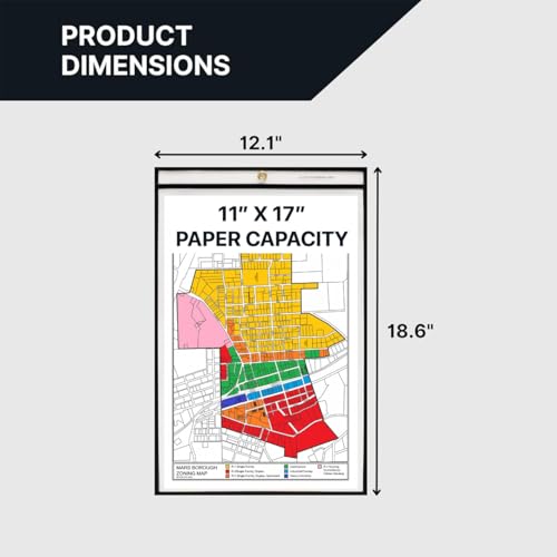 11x17 Job Ticket Holders Heavy Duty 25 Pack, Stitched Clear Vinyl Sleeves, Work Order Sleeves, Shop Ticket Holders with Hanging Eyelet, Acid-Free, Archival Safe - Office Werks