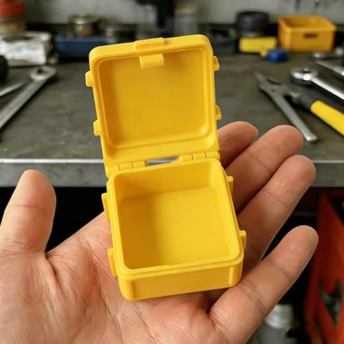 Portable Small Thickened PLA Plastic Hardware Toolbox with Lid Home Office Desktop Jewelry Screw Organizer Tool,4.5x4.6x2.5cm (Yellow) - color: Yellow