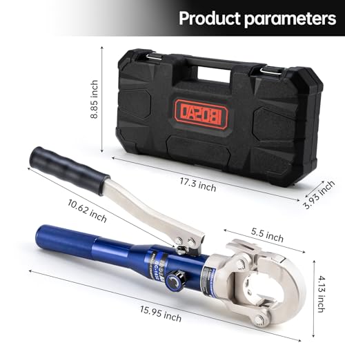 Copper Tube Fittings Hydraulic Pipe Crimping Tool with 1/2",3/4" and 1" Jaw Copper Pipe Press Crimper Pressing Pliers, with Pipe Cutter