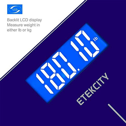 Etekcity Digital Electric Bathroom Scale for Body Weight, 400 lbs, Blue - color: Blue, size: 11.8 x 11.8 inches