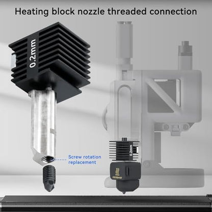 3pac A1 Mini/A1/A2L Hotend Print Head Hot End Kit 0.2mm+0.4mm+0.6mm Extruder Upgrade High Temperature 0.4 mm Hardened Steel Nozzle Replacement with Silicone Cover Sock for Bambu Laboratory 3D Printer - size: 0.2+0.4+0.6mm