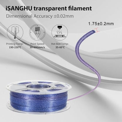 3D Printer Filament Pla HS Glitter Clear Blue+Purple for Bambu Lab AMS,AMS Lite - color: Hs Pla Glitter Clear Blue+purple
