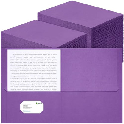 Harloon 75 Pack Purple Two Pocket Paper Folders Bulk, Letter Size - color: Purple