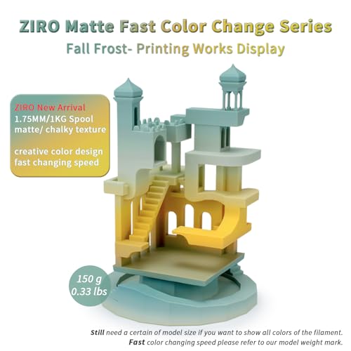 ZIRO PLA Filament 1KG, Matte Rainbow Fast Color Change PLA, Fall Frost - color: Fall Frost (Matte)