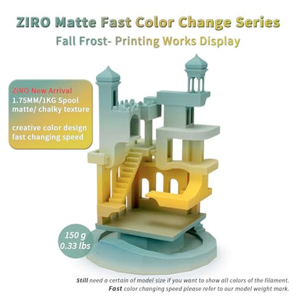 ZIRO PLA Filament 1KG, Matte Rainbow Fast Color Change PLA, Fall Frost - color: Fall Frost (Matte)