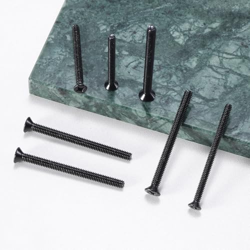 126Pcs Long Electrical Outlet Screws, #6-32#8-32 Wall Plate Switch Screws, Flat Head Phillips Machine Screws for Outlets, Light Switches & Deep, 304 Stainless Steel Black, with Tool - color: Black, size: #6#8 126Pcs