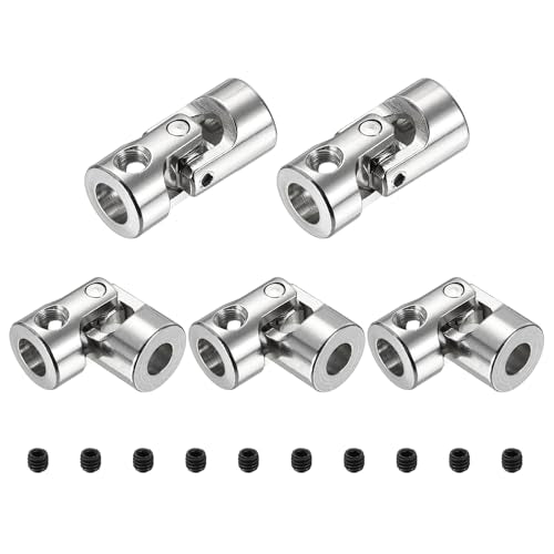 MECCANIXITY 5pcs Universal Joint Shaft Coupling, 5mm to 5mm Inner Dia Rotatable Steering Shaft U Joints Coupler with Screws for RC Car, Robot, Boat Drive Ship Motor Use - size: 5mm to 5mm