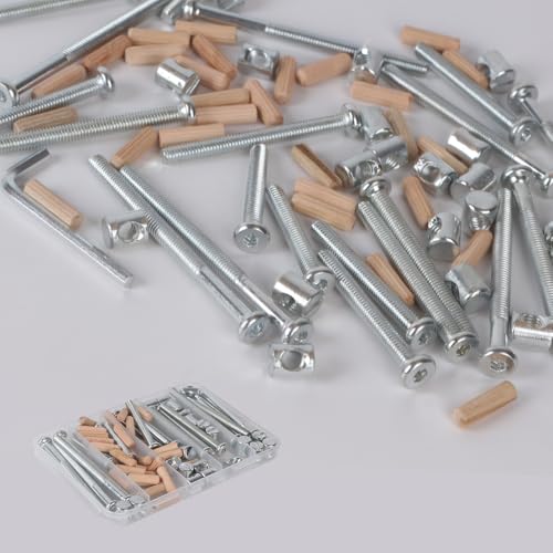 Baby Bed Frame Bolts, Crib Screws Hardware ReplacementKit M6x20/40/60/80mm Hex Drive Socket Cap Screws Barrel Nuts Wooden Dowel Kit for Beds Chairs Furniture et (Silver 20set) - size: Silver 20set