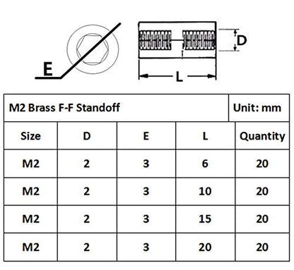 320pcs M2 Male-Female Brass Spacer Standoff&Stainless Steel Screw Nut Assortment Kit