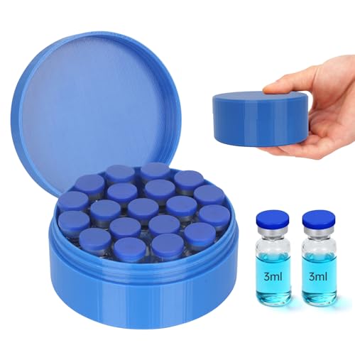 3ml Peptide Case & Insulin Vial Storage Hloder -19-Slot, Peptide Storage Case for 3ml Vials, 3ml Vial Storage Case, Portable Travel Case TSA Approved (Blue) - color: 19 Shots-blue