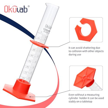 Graduated Cylinder, 4pcs of Vol.100ml, Borosilicate 3.3 Glass Cylinder, Lab Cylinders Glass Measuring Cylinder,MCGS3A1 - style: 4 Pcs of 100ml