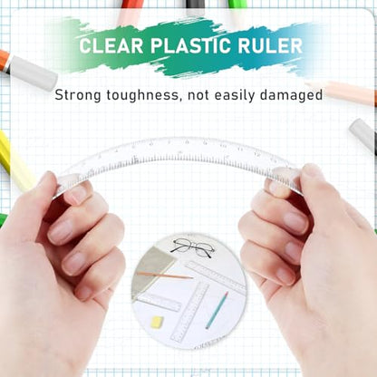 3 Pack 6 Inch Ruler Set Plastic Straight Ruler Transparent Measuring Tool Acrylic Clear Ruler for School Office Student - color: Transparent, size: 3 x 6 Inch