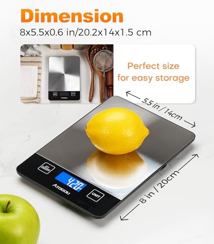 Atogou Food Scale Rechargeable - 33lb Digital Kitchen Scale Ounces Grams - color: Grey