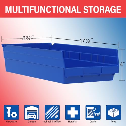 Akro-Mils 30158 Heavy Duty Plastic Shelf Bins, 18"x 8"x 4", Yellow, 12-Pack - color: Yellow