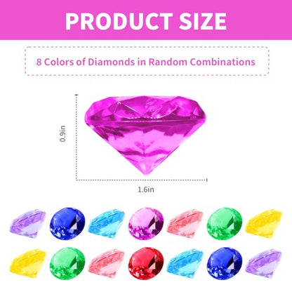 28Pcs Large Diving Pool Gems Big Acrylic Diamond Gemstones Jewels for Kids - color: Gems