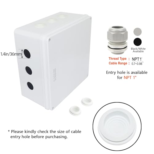 LeMotech Junction Box, ABS Plastic IP65 Waterproof and Dustproof, Universal Electrical Enclosure, Outdoor and Indoor Project Box 11.8X 11.8X 5.9 inch (300 x 300 x 150 mm) - size: 11.8" x 11.8" x 5.9" (1pc)