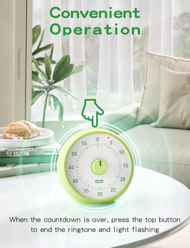 Visual Timer for Kids, 60-Minute Countdown Timer for Classroom Office Kitchen, Desk Timer Kids Time Management Tools with Silent Operation, Pomodoro Time Rainbow Pattern - color: Planet Green