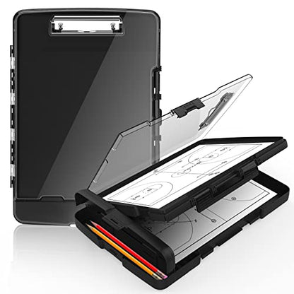 Sooez Original Clipboard with Storage & Pen Holder, Heavy Duty Clip Boards - color: Black