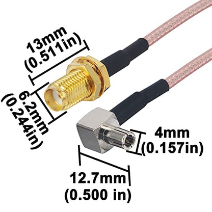 SMA Female to TS9 Male 90 Degree RG316 Cable 19.68in - size: SMA Female to TS9 Male 90 Degree Cable