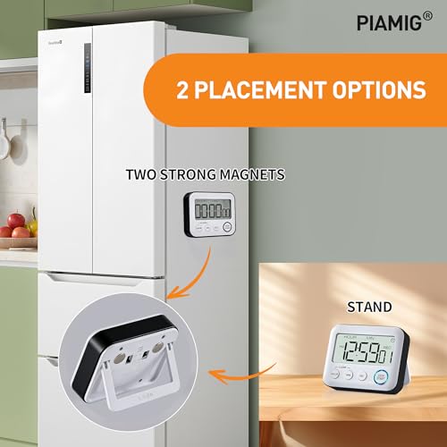 Digital Kitchen Timer Alarm Clock for Cooking, Large LCD Display Multi-Function, Strong Magnetic with Loud Alarm, Digital Timer for Kids,Teachers,Classroom, Exercise or Work (Black)