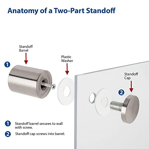 OUTWATER Sign Standoff 1/2" Diameter x 1/2" Barrel Length Black Aluminum Eco Series Easy Fasten Standoff Pack of 2 - size: 2 Piece Pack