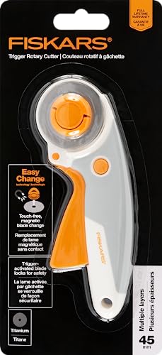 Fiskars 45mm Curved Stick Easy-Change SoftGrip Rotary Cutter for Fabric - color: Easy Change, size: 45mm