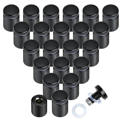 24 Pcs Sign Standoff Screws, 3/4 x 1 Inch Black Wall Mount Glass Standoff Stainless Steel Advertising Nail for Hanging Acrylic Picture Frame, Advertising Screws Kit