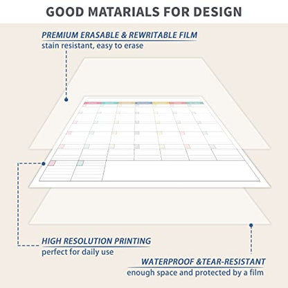Large Dry Erase Calendar for Wall - Undated Dry Erase Calendar