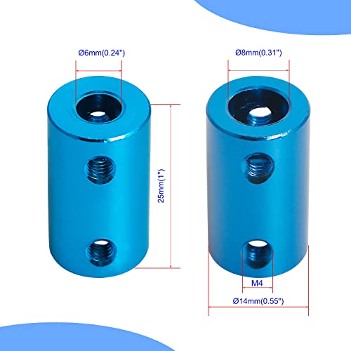 6mm to 8mm Rigid Couplings Set Screw Shaft Stepper Motor, Length 25mm / 1" Motor Coupler Connector Rigid with Screw for 3D Printer, RC Robot, Car Model Shaft, CNC Machine, DIY Encoder 2 Pcs - size: 6 to 8