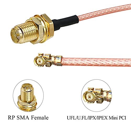 TUOLNK RP-SMA to IPX MHF1 Coax Cable UFL U.FL to RPSMA Female Pigtail Coaxial Low Loss Cable for WiFi Router Mini PCI Extension Antenna - 12 Inch (30cm) 5pcs - size: 12inch
