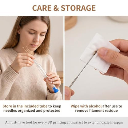 10 Pcs 3D Printer Nozzle Cleaning Needles Kit with Clear Storage Tube, Stainless Steel Nozzle Unclogger, 10 Sizes 0.15-1.0mm, for 3D Printer Extruders, Welding Tips & Small Parts Cleaning Tools