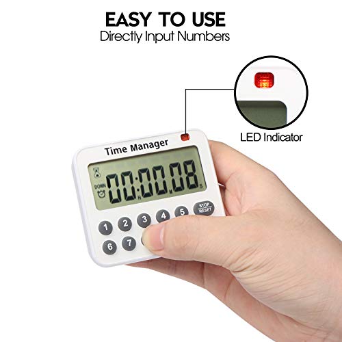 AIMILAR Magnetic Digital Kitchen Timer with Direct Numerical Keypad, Loud Alarm - 99Hr Countdown Count Up Timer for Cooking Baking Classroom, Batteries Included - color: Red-2