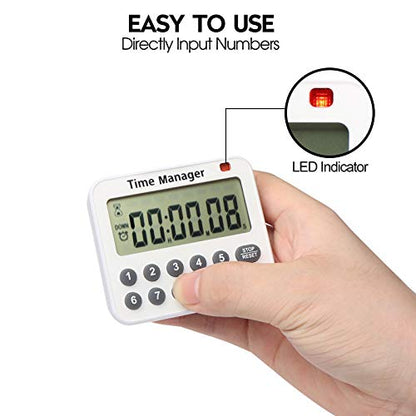AIMILAR Magnetic Digital Kitchen Timer with Direct Numerical Keypad, Loud Alarm - 99Hr Countdown Count Up Timer for Cooking Baking Classroom, Batteries Included - color: Red-2