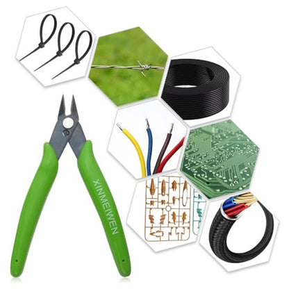 Micro Wire Cutter Flush Cutting Pliers 5Pack Precision Small Side Cutters Wire Snips Plastic Models, Jewelry, Electronics,Green - color: Grass Green, size: 5Pack