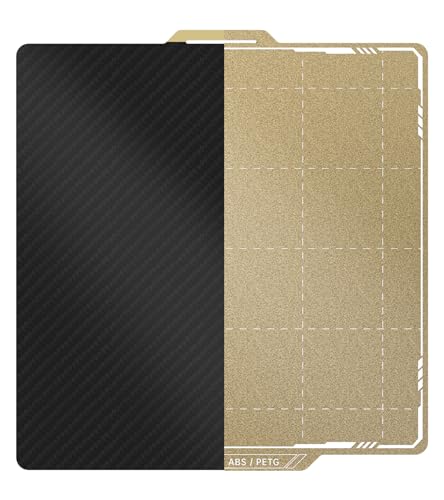 BIQU Designer Series Smooth PET+Textured PEI Build Plate for Bambu-Lab P1P P1S P2S X2D X1C X1E A1 257x257mm, Double Sided PEI Spring Steel Flexible Sheet Print Bed Removable Surface Platform - color: PET+PEI-Black/Gold, size: P1/P2/X1/A1/X2D