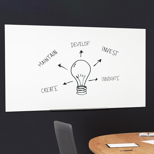 Quartet Dry Erase Board, 50" x 28" Glass Magnetic Whiteboard, Wide Format, Horizontal White Board, InvisaMount, White (G5028IMW) - size: 50"W x 28"H