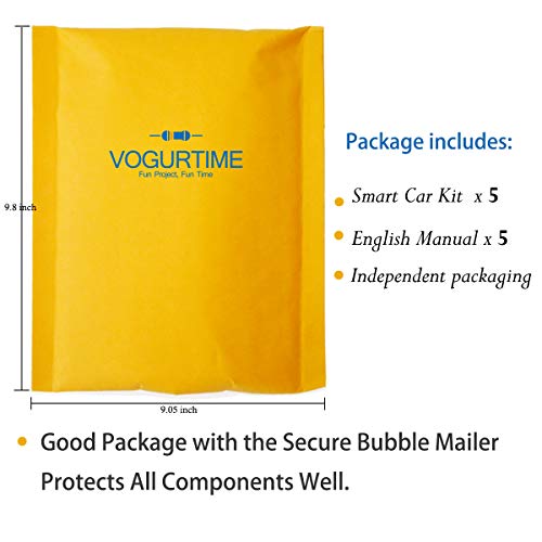 5 Pack D2-5 Smart Car Kit Soldering Project Line Following Robot for Fun Educational Electronic Learning Practicing with English Manual by VOGURTIME - color: 5 Pack D2-5 Smart Car Kit