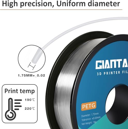 GIANTARM PETG Filament 1.75mm for 3D Printer - color: Clear 2