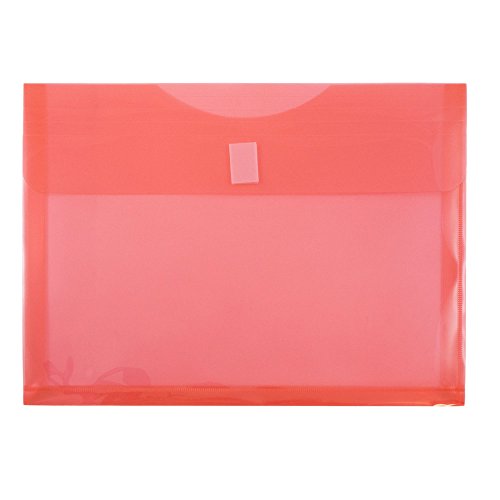 JAM PAPER Plastic Expansion Envelopes with Hook & Loop Closure - Letter Booklet - 9 3/4 x 13 with 1 Inch Expansion - Red - 12/Pack - color: Red, size: 1" Expansion