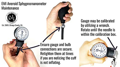 EMI EBL-430 Black Sprague Stethoscope and Large Adult Cuff (See Large Cuff Size: 33 cm to 51 cm | 13 inch to 20 inch) Aneroid Sphygmomanometer Manual Blood Pressure Set - size: Large Adult Cuff Set - Black