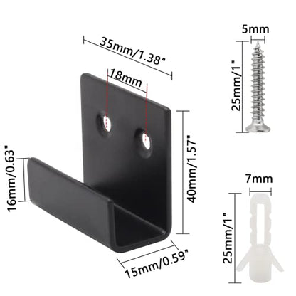 8 Pcs 15mm Stainless Steel Tile Bracket, Black U Bracket - size: Black 15mm/0.59"